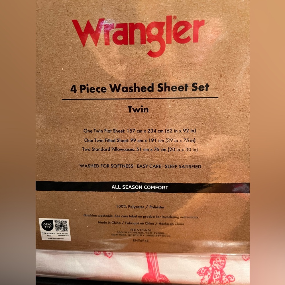 Wrangler NWT Pink & White Cactus Theme 4 Piece Twin Washed Sheet Set - Picture 7 of 7